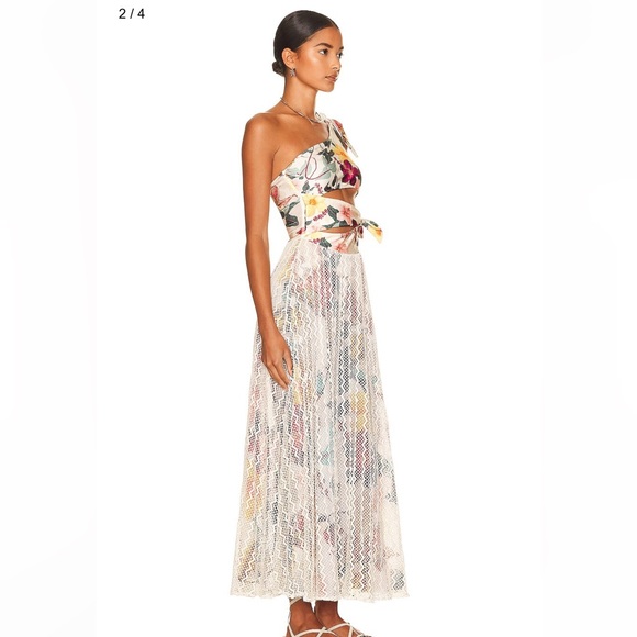 NWT PATBO Hibiscus One Shoulder Lace Dress XS - Picture 5 of 11